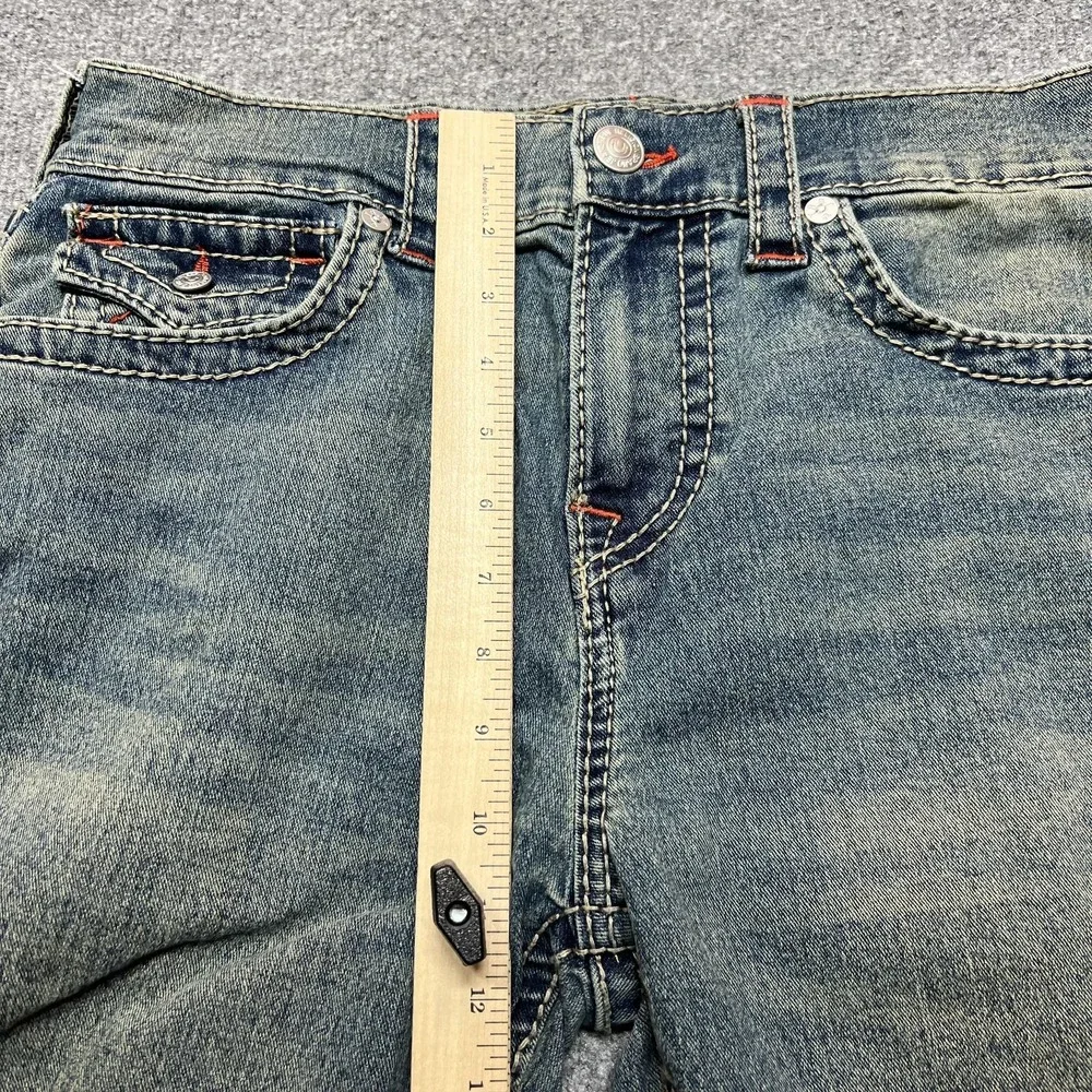 True Religion Jeans Mens 31x32 Blue Geno Big T Flap Slim Stretch Zip Fly